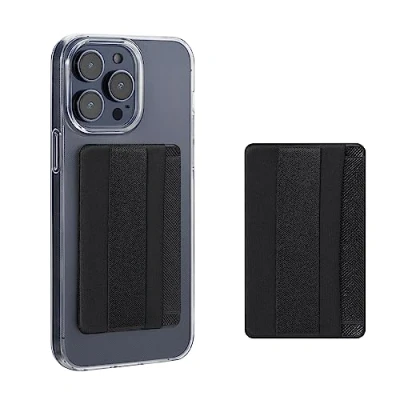 Abbildung von kwmobile 2X Stick on Kartenhalter für Smartphones Kunststoff Halter mit Halteband 57 x 90 mm Platz bis zu 4 Karten Schwarz