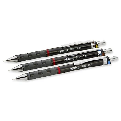 Abbildung von rOtring Tikky 3er Set mit Colourcode 0, 35/0, 5/0, 7 mm (mit 3 Dosen Ersatzminen HB)