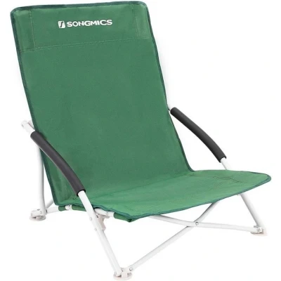 Abbildung von SONGMICS Strandstuhl mit hoher Rückenlehne, 2er Set, tragbarer Klappstuhl, klappbarer Campingstuhl, faltbar, leicht, komfortabel und hoch belastbar, Outdoor Stuhl Tragetasche, grün GCB61GV02