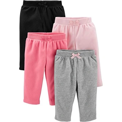 Abbildung von Simple Joys by Carter&#039;s Baby Mädchen 4 Pack Fleece Pants, Rosa/Schwarz/Grau Meliert, 6 9 Monate (4er Pack)