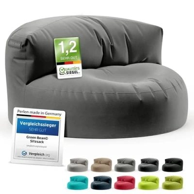 Abbildung von Green Bean Sitzsack Sofa mit Füllmaterial Lounge im Design 90x50cm ergonomischer Rückenlehne &amp; waschbarem Bezug Indoor und Outdoor geeignet in Anthrazit