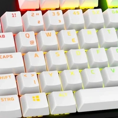 Abbildung von HyperX PBT Keycaps Kompletter Tastensatz, Double Shot Material, DE Layout, 105, Weiß
