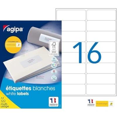 Abbildung von agipa 118985 Universal Etiketten, 99,1 x 33,9 mm, weiß