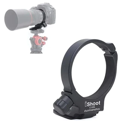 Abbildung von iShoot Stativ Halterungsring, 68 mm, Ganzmetall Objektivständer, kompatibel mit Canon EF 100 mm f/2.8L Makro IS USM Objektiv, integrierte Arca Swiss Schnellwechselplatte, Ersatz für