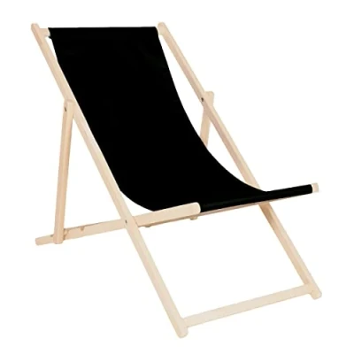 Abbildung von Systafex® Gartenliege Relaxliege Liegestuhl Strandstuhl Sonnenliege schwarz, mit Bezug, 1 St., fertig montiert, Premiumqualität