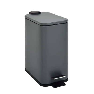 Abbildung von SVITA Mülleimer ST5, Treteimer, Softclose Funktion, 5L, Stahl pulverbeschichtet, Grau