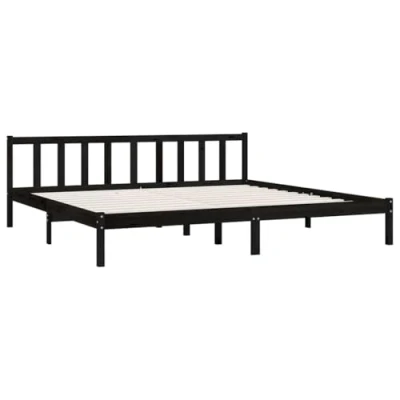 Abbildung von vidaXL Kiefer Massivholzbett Bettgestell Bett Holzbett Doppelbett Futonbett Bettrahmen Schlafzimmerbett Schlafzimmermöbel Schwarz 200x200cm