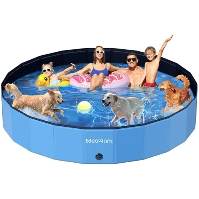 Abbildung von Meowant Hundepool Faltbar, Hundebadewanne, Planschbecken Groß Verdickt PVC, Extra Großer Outdoor Faltbarer Kinderpool, Tragbare Rutschfestes Hundeplanschbecken, Keine Pumpe Benötigt(272 x 50 cm)