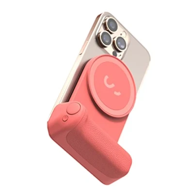 Abbildung von ShiftCam SnapGrip mobiler Batteriegriff mit kabellosem Auslöser magnetische Halterung lässt Sich an jedem Telefon befestigen integrierte Powerbank Qi Laden