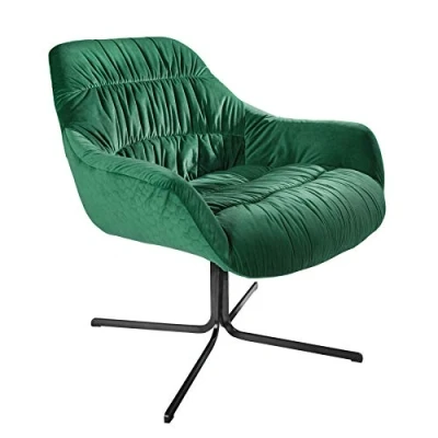 Abbildung von riess ambiente Sessel BIG DUTCH smaragdgrün / schwarz, Wohnzimmer · Samt 360 drehbar Retro