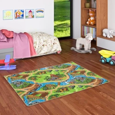 Abbildung von Snapstyle Kinderteppich Strassenteppich Spiel Teppich Dino Welt Grün in 24 Größen