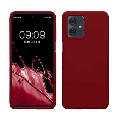 Abbildung von kwmobile Hülle kompatibel mit Motorola Moto G54 5G Silikon Handy Case Handyhülle weiche Oberfläche kabelloses Laden Rhabarber Rot