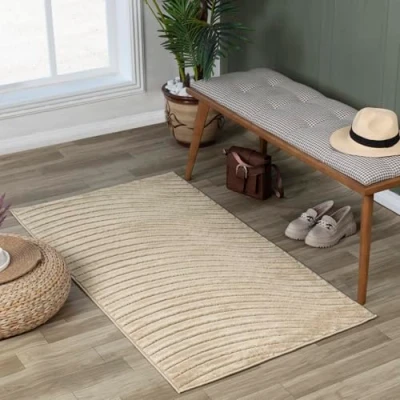 Abbildung von Surya Chicago Teppich Läufer Wohnzimmer, Esszimmer Moderne Boho Geometrisches Muster Weicher Skandinavisch Wohnzimmerteppich Orientalisch Flur 80x150cm Groß Beige