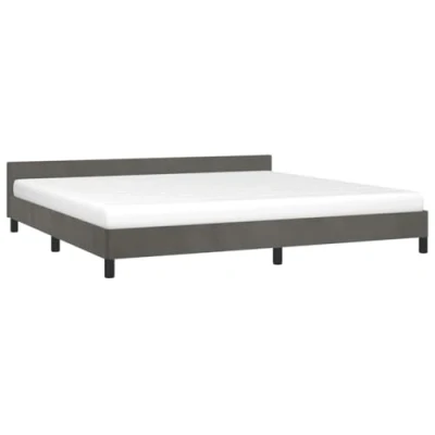 Abbildung von vidaXL Bettgestell mit Kopfteil, Bettrahmen Lattenrost, Bett Polsterbett Stützbeinen, Schlafzimmerbett Doppelbett, Dunkelgrau 200x200cm Samt