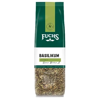 Abbildung von Fuchs Gewürze Basilikum gerebelt im recyclebaren Nachfüllbeutel 20 g