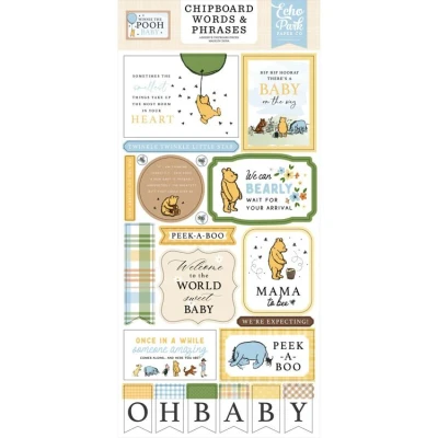 Abbildung von Echo Park Winnie The Pooh Baby Chipboard Word &amp; Phrases (WPB442022)