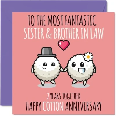 Abbildung von Süße Glückwunschkarte zum 2. Hochzeitstag für Schwester und Schwiegerbruder, Schwester, 145 x mm, Grußkarten den zweiten Jahrestag