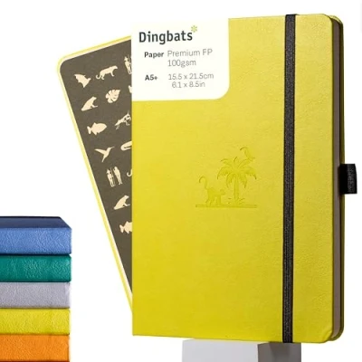Abbildung von Dingbats* Earth Gepunktetes A5 Medium Notizbuch, Lime Yasuni Hardcover Creme 100 g/m² tintenfestes Papier Nummerierte Seiten, Index &amp; Schlüsselseiten