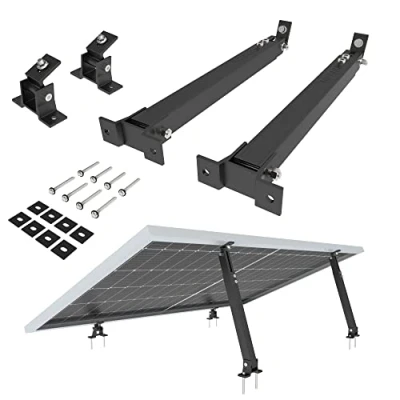 Abbildung von NuaSol Montageset für Balkonkraftwerk 2 Stück Solarmodul Halterung Aufständerung 15 30 individuell verstellbar Inkl. Schrauben &amp; Muttern Set Alu Solarpanel Flachdach Schwarz