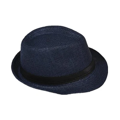 Abbildung von Miobo Strohhut, Panamahut Fedorahut,Trilby Design,Sonnenschutz 60 Strohhut Dunkelblau