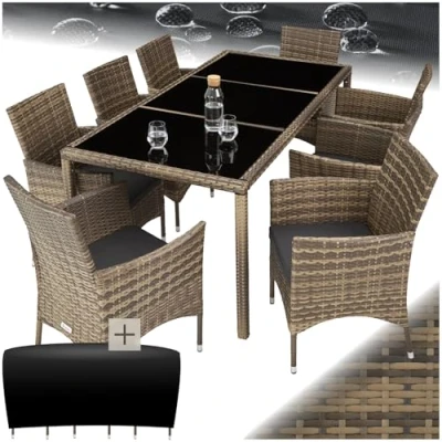 Abbildung von tectake Sitzgruppe Valencia, (Set, 9 tlg), Tisch und Stuhl Set