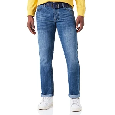 Abbildung von Enzo Herren Ez384 Straight Jeans, Blau (Mid Stonewash MSW), 30W / 30L