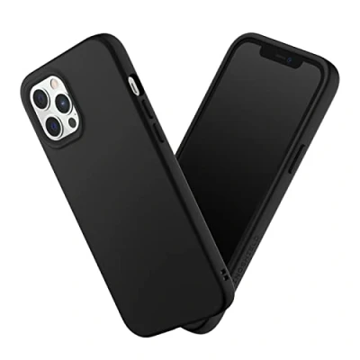 Abbildung von RhinoShield Case kompatibel mit [iPhone 12 Pro Max] SolidSuit Stoßdämpfende &amp; schlanke Schutzhülle Premium Finish 3.5 Meter Fallschutz Austauschbare Kamera Ringe Klassik Schwarz