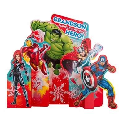 Abbildung von Hallmark Weihnachtskarte für Enkel 3D Pop Out Marvel Avengers Design