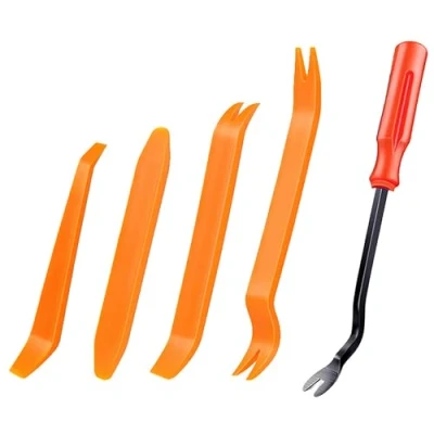 Abbildung von Auto Demontage Werkzeuge Set, 5 Stück Hebelwerkzeug Set,Kfz Werkzeug,Hebelwerkzeug Kfz, Zierleistenkeile, PP, für Fahrzeug Innen Verkleidung Reparatur Zierleisten Keil Clip Löser,Orange