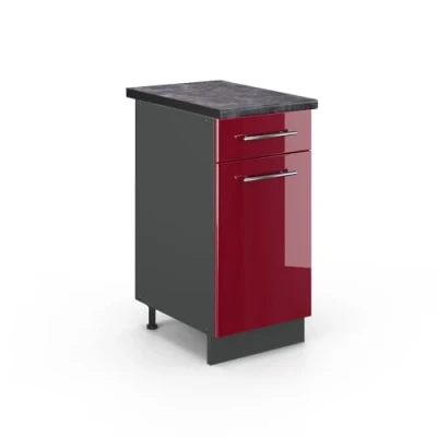 Abbildung von Vicco Küchenunterschrank Fame Line, Bordeaux Hochglanz/Anthrazit, 40 cm, AP Anthrazit