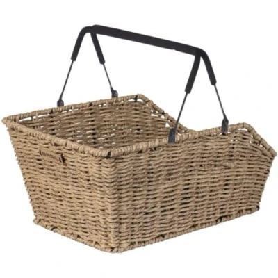 Abbildung von Basil Cento Rattan Look MIK Fahrradkorb Hinten, 22L, Nature Braun, Wetterfest, inkl. abschließbarem System
