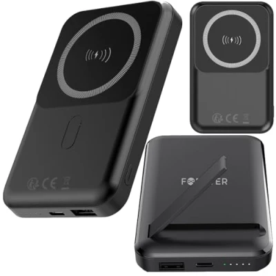 Abbildung von FOREVER Powerbank kabelloses MATB 100 PD QC 22.5W 10000 mAh Induktionsladung, Sicher und schnelles Laden des Telefons, Power Delivery, Quick Charge, USB, USB C für iPhone