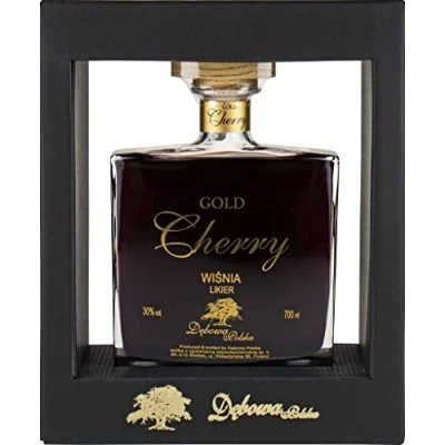 Abbildung von Likier Debowa Polska Gold Cherry Wisnia 0,7L w karafce Kirschlikör in einer Karaffe Likör 700 ml 30% Alkohol Dębowa Geschenkidee 18+