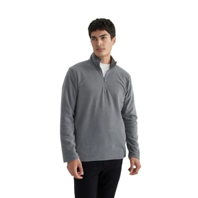 Abbildung von DeFacto Herren Pullover Troyer mit Half Zip und Reißverschluss für Stilvolle Strickjacken