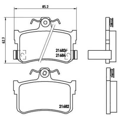 Abbildung von BREMBO P 28 027 Bremsbelagsatz mit akustischer Verschleißwarnung Bremssattelschrauben ohne Zubehör MG: MGF Cabrio, MG TF MGR V8 Cabrio