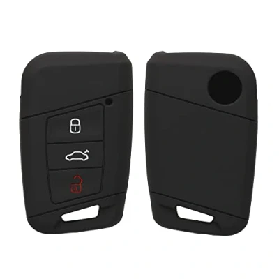 Abbildung von kwmobile Autoschlüssel Silikon Hülle kompatibel mit VW 3 Tasten (nur Keyless Go) Schlüsselhülle in Schwarz