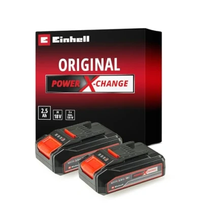 Abbildung von Original Einhell Akku PXC Twinpack 2,5 Ah Power X Change (Li Ion, 18 V, 2 St. Akkus, universell für alle Geräte, proaktives Batteriemanagement, angepasste Ladezyklen)