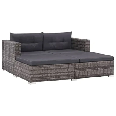 Abbildung von vidaXL Gartenlounge Set 3 tlg. Garten Sofagarnitur mit Auflagen Poly Rattan Grau, (3 tlg)