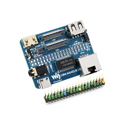 Abbildung von Nano Base Board (B) für Raspberry Pi Compute Module 4, Gleiche Größe wie CM4, mit Standard CM4 Sockel, 40PIN GPIO, Gigabit Ethernet, USB2.0, DSI, CSI, HDMI, 3,5 mm Audiobuchse usw.