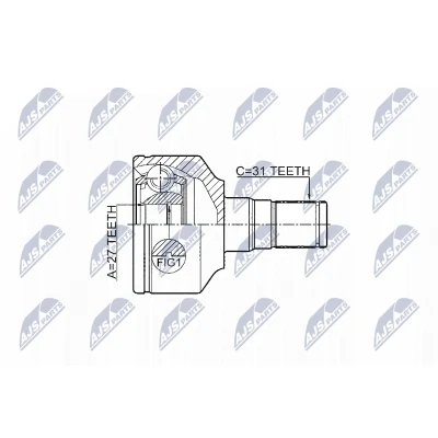 Abbildung von NTY NPW VV 014 Gelenksatz Vorderachse links, getriebeseitig VOLVO: XC60 I, XC90 V70 2, LAND ROVER: Freelander 2 SUV