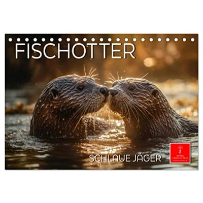 Abbildung von Fischotter schlaue Jäger (Tischkalender 2025 DIN A5 quer), CALVENDO Monatskalender