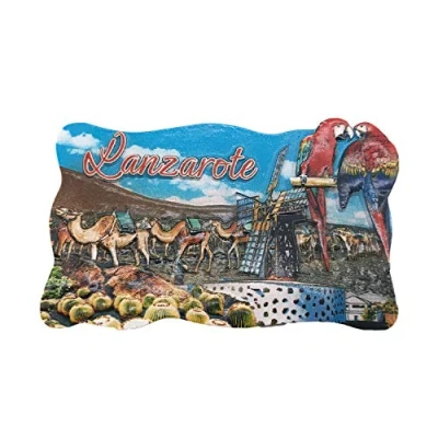 Abbildung von 3D Lanzarote Spanien Kühlschrank Kühlschrankmagnet Tourist Souvenirs Handgemachte Harz Handwerk Magnetische Aufkleber Home Küche Dekoration Reise Geschenk
