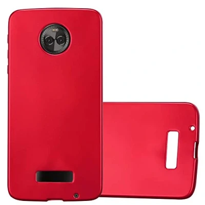 Abbildung von Cadorabo Hülle kompatibel mit Motorola Moto X4 Schutzhülle TPU Silikon Case Metallic Design Slim Kratzfest Weiche Gummi Rundumschutz für in Rot