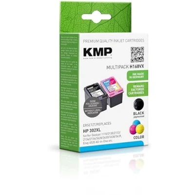 Abbildung von KMP Druckerpatronen H168V schwarz, color kompatibel zu HP 302XL (F6U68AE/F6U67AE), 2er Set