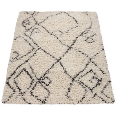 Abbildung von Hochflor Teppich Kalmar 448, Paco Home, rechteckig, Höhe: 44 mm, Shaggy, Scandi Design, modernes Rauten Muster, weich &amp; kuschelig