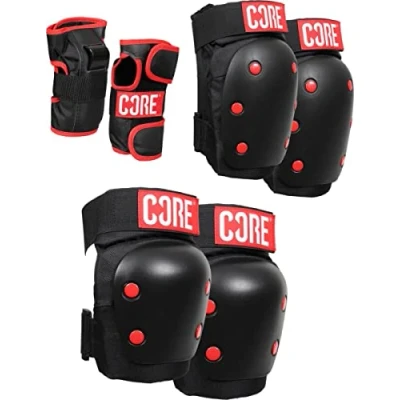 Abbildung von Fantic26 Core Park Street Stunt Scooter Skate Protektoren (M, Triple Set Schwarz)
