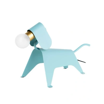 Abbildung von Lucande Tischlampe Idalina, Hund, hellblau, Eisen, 41 cm
