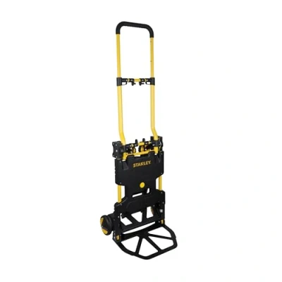 Abbildung von Stanley 2 in 1 Sackkarre und Plattformwagen Klappbar Transportwagen Max. 137KG 80KG für Umzug, Hausarbeiten Einkäufe Stahl/Aluminium Schwarz/Gelb