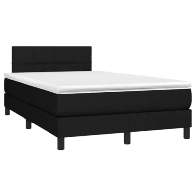 Abbildung von vidaXL Boxspringbett, Polsterbett Bett mit Matratze Matratzenauflage, Bettgestell Kopfteil Lattenrost, Doppelbett für Schlafzimmer, Schwarz 120x190cm Stoff