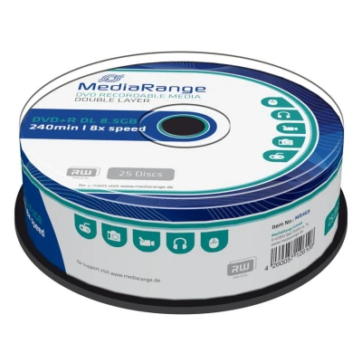 Abbildung von DVD+R 8,5 GB MEDIA RANGE Double Layer 8x Speed Cakebox 25 Stück